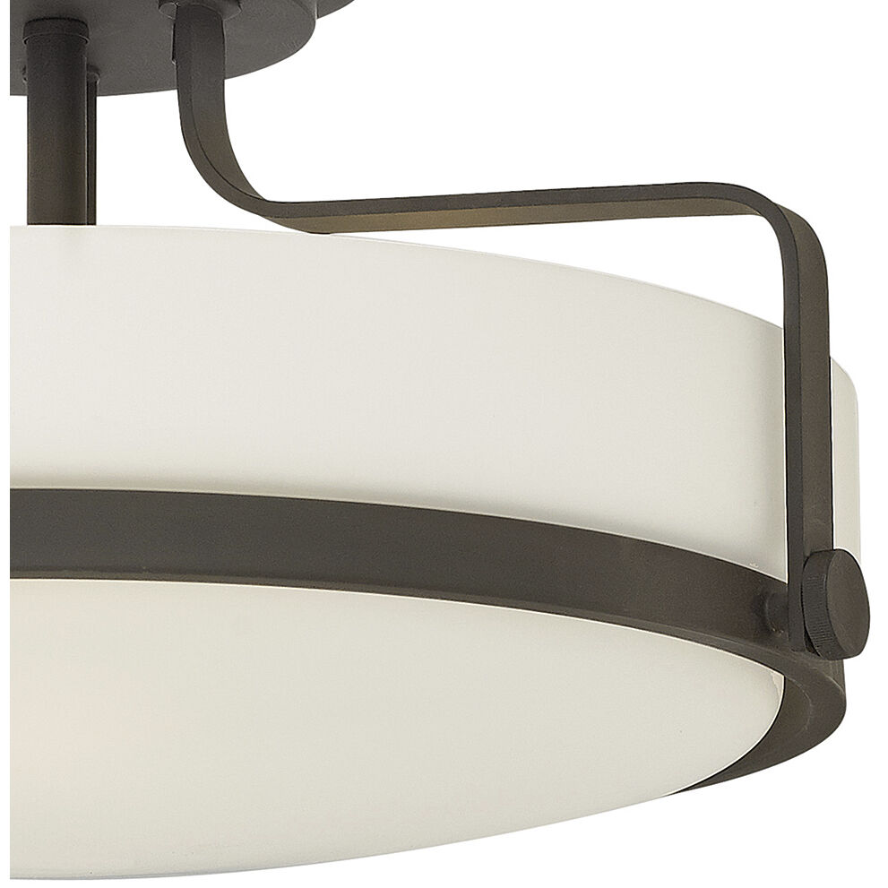 Harper 3 Light 18 inch Oil Rubbed Bronze Indoor Semi-Flush Mount Ceiling Light in White