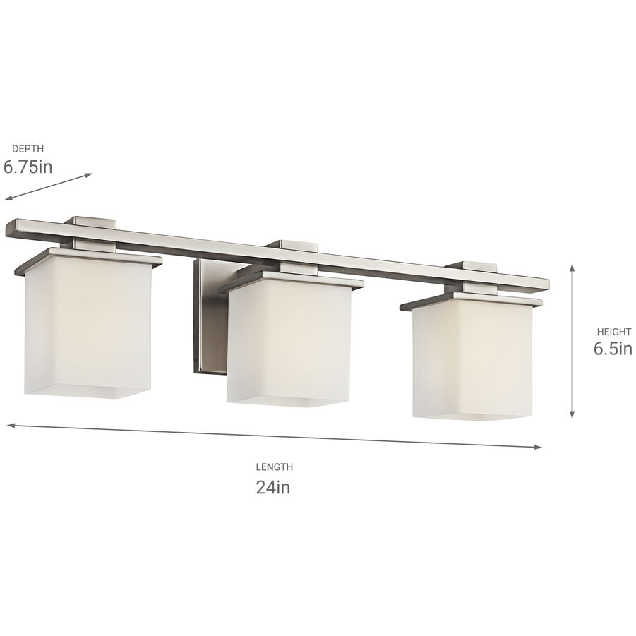 Tully 3 Light 24 inch Antique Pewter Wall Mt Bath 3 Arm Wall Light