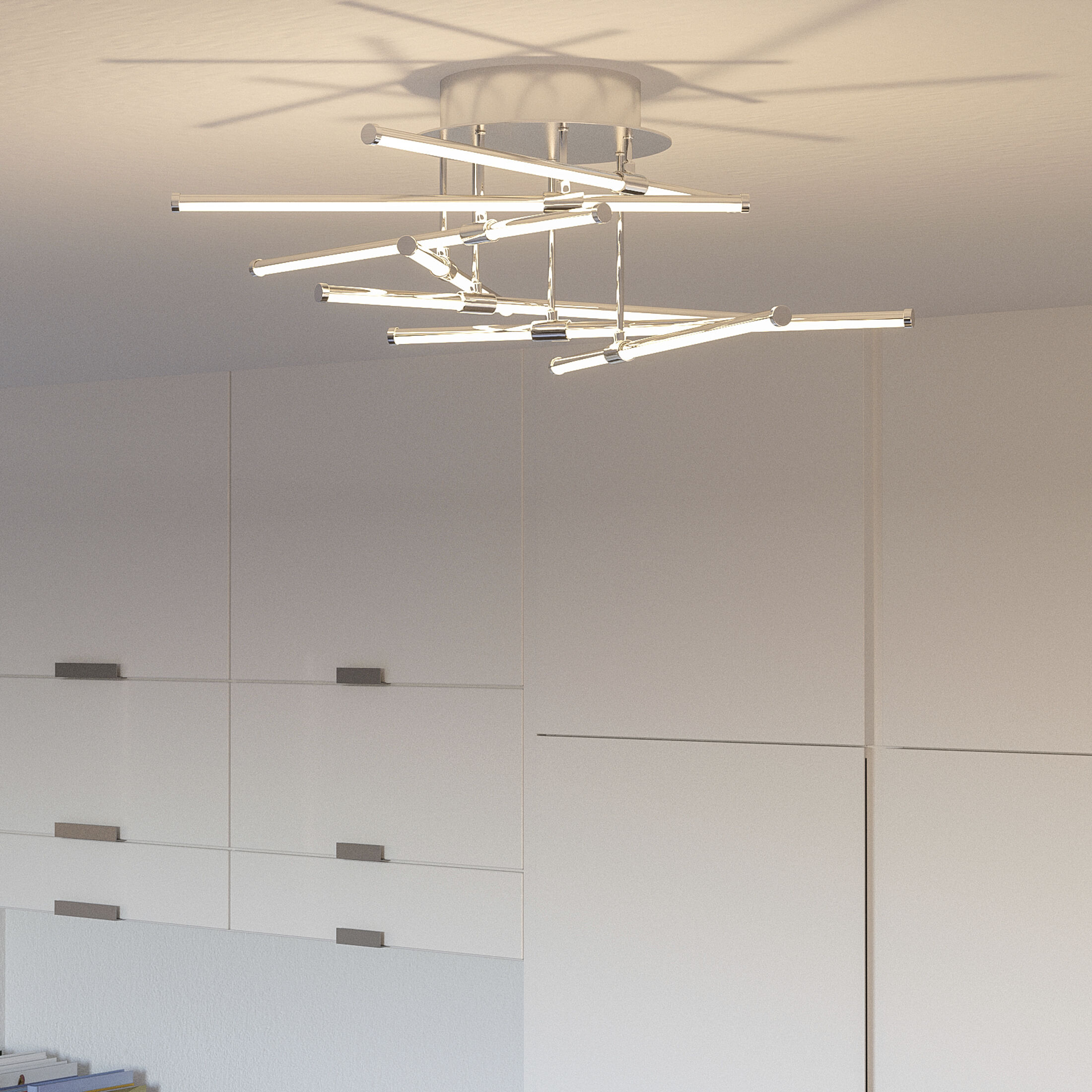 Lightshow LED 22 inch Polished Chrome Semi-Flush Mount Ceiling Light