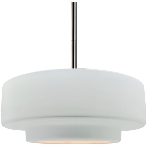 Radiance LED 14.5 inch Gloss White and Brushed Nickel Pendant Ceiling Light