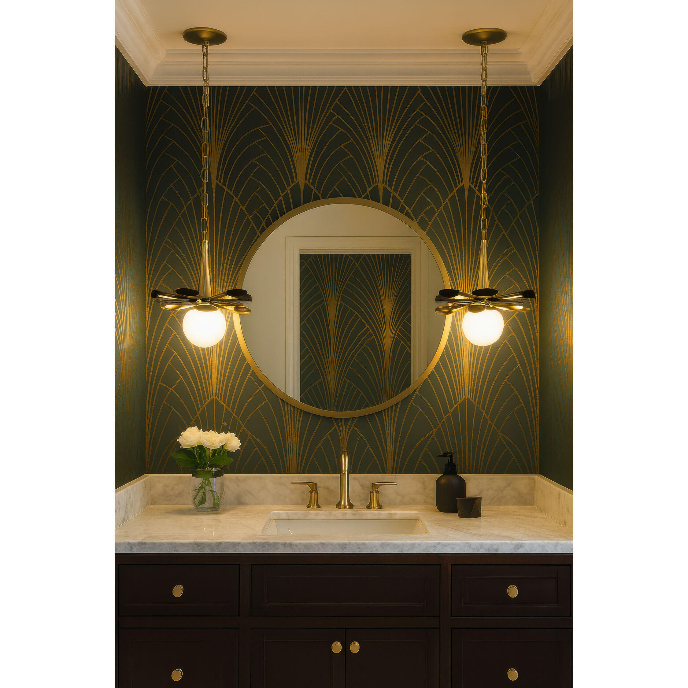 Daphne 1 Light 18.5 inch Matte Black and French Gold Pendant Ceiling Light