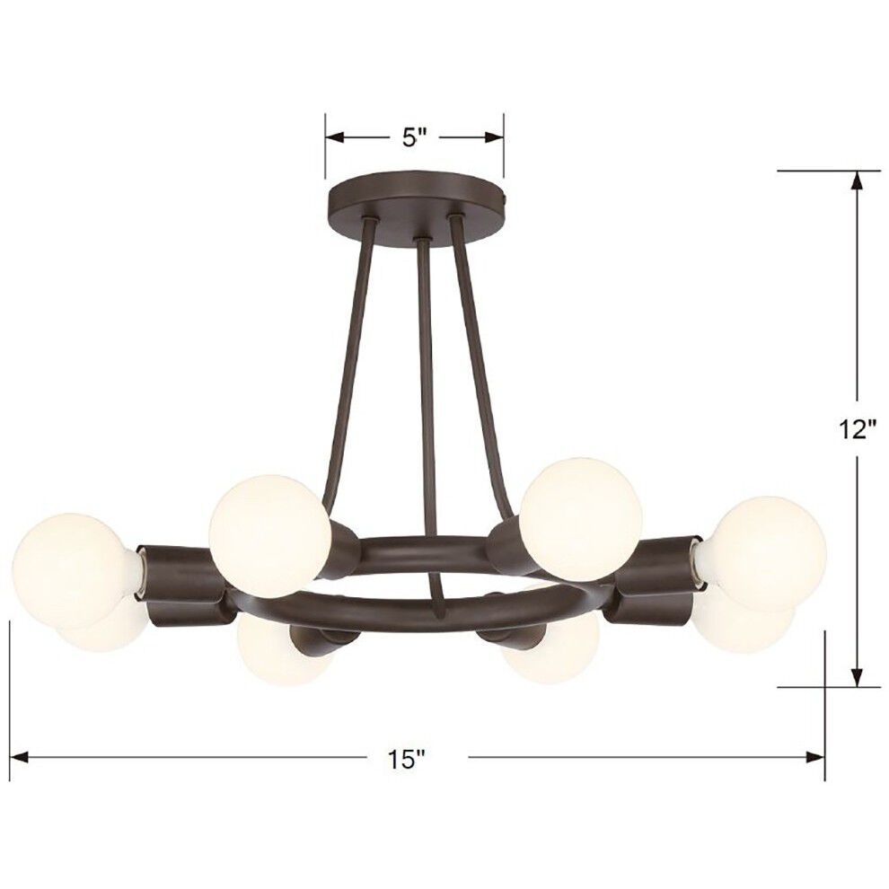 Dakota 8 Light 15 inch Charcoal Bronze Semi Flush Ceiling Light