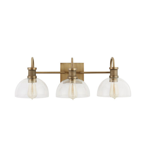 Cassidy 3 Light 27 inch Aged Brass Vanity Light Wall Light