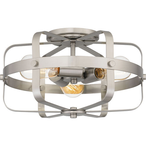 Manzel 3 Light 14 inch Brushed Nickel Flush Mount Ceiling Light