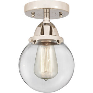 Nouveau 2 Beacon LED 6 inch Polished Nickel Semi-Flush Mount Ceiling Light in Clear Glass