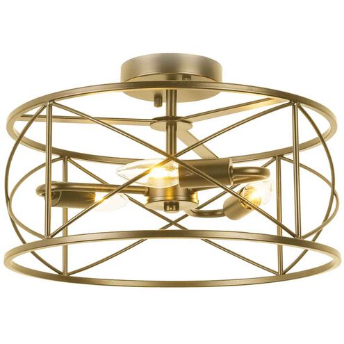 Calah 3 Light 15 inch Aged Brass Semi-Flush Mount Ceiling Light
