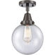Franklin Restoration Beacon 1 Light 8 inch Oil Rubbed Bronze Flush Mount Ceiling Light in Seedy Glass