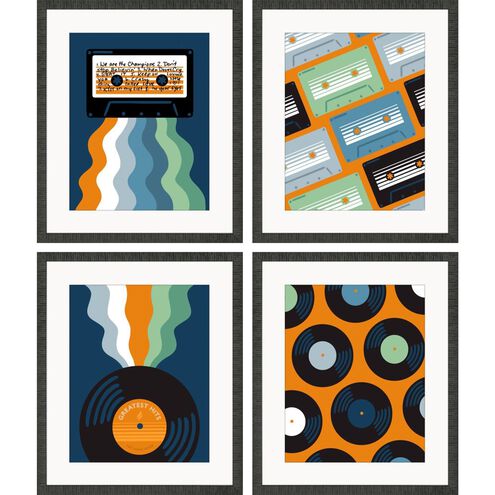 Entertainment Collection Distressed Black With Gray Wash And Black Side Framed Art