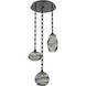 Misto 3 Light 21 inch Matte Black Multi-Pendant Ceiling Light in Smoke Optic, Rectangular Chain