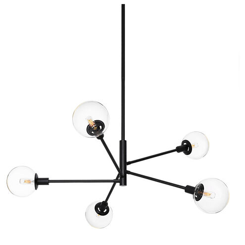 Orb 5 Light 39 inch Satin Black Pendant Ceiling Light