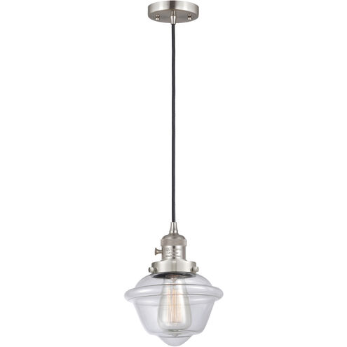 Franklin Restoration Oxford LED 7.5 inch Brushed Satin Nickel Mini Pendant Ceiling Light in Clear