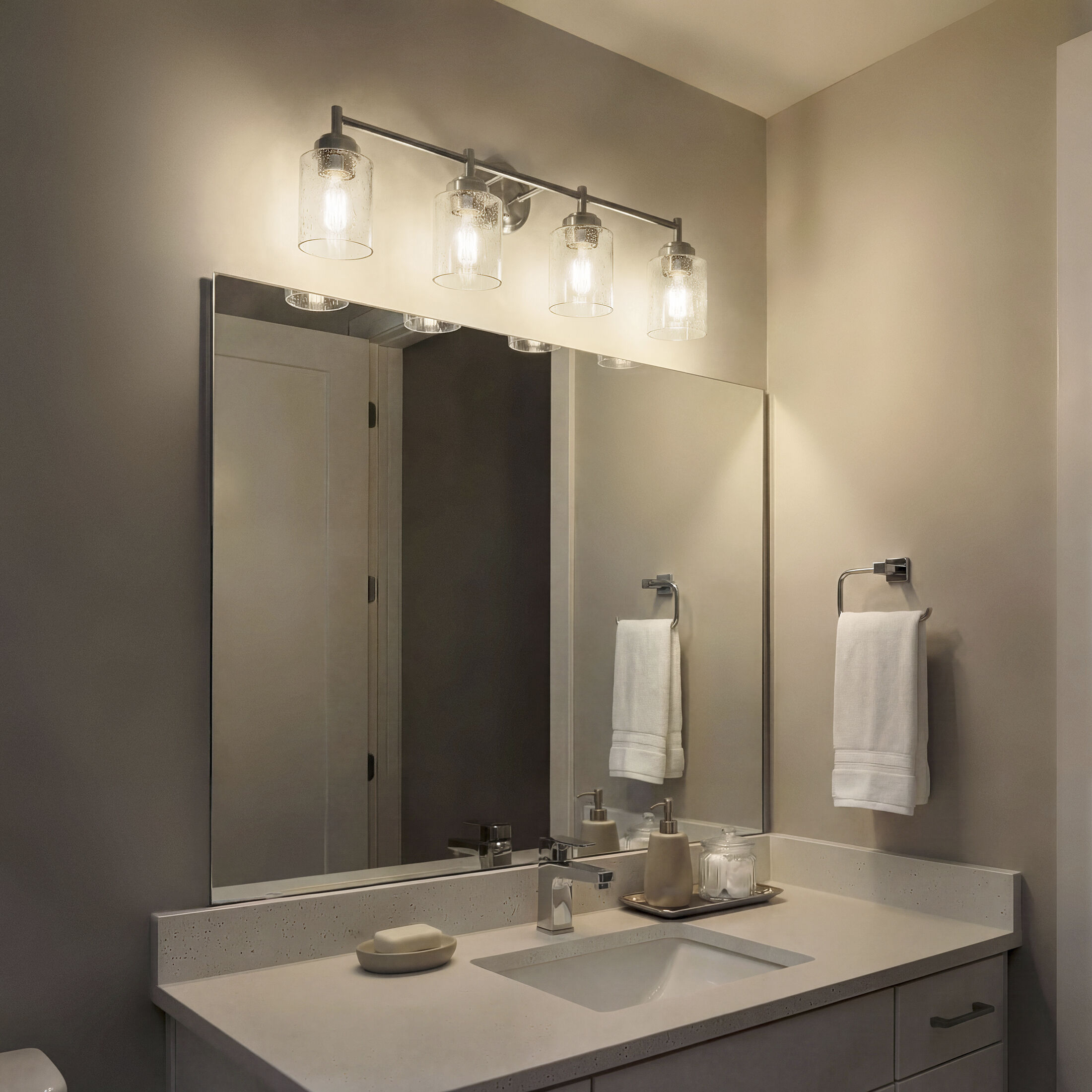 Winslow 4 Light 30 inch Brushed Nickel Wall Mt Bath 4 Arm Wall Light 