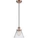 Ballston Large Cone 1 Light 8 inch Antique Copper Mini Pendant Ceiling Light in Clear Glass