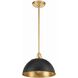 Soto 1 Light 12 inch Matte Black and Antique Gold Mini Pendant Ceiling Light