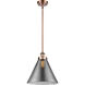 Ballston X-Large Cone LED 8 inch Antique Copper Pendant Ceiling Light in Plated Smoke Glass