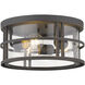 Jordan 3 Light 12 inch Oil Rubbed Bronze Outdoor Flush Mount