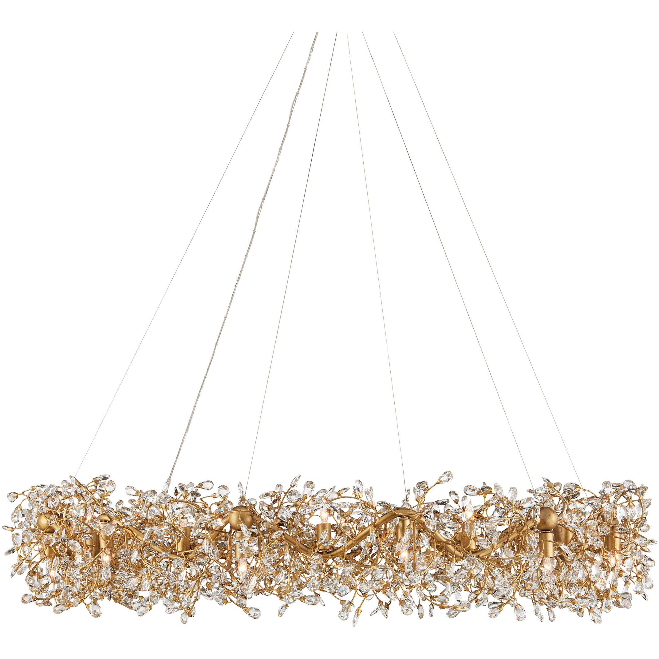 Crystal Bud 24 Light 57.5 inch Clear/Brass Ring Chandelier Ceiling Light