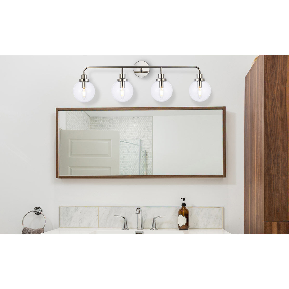 Hanson 4 Light 38 inch Polish Nickel Bath Sconce Wall Light