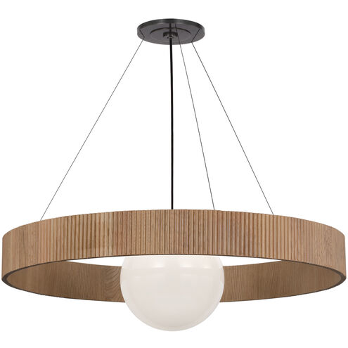 Windsor Smith Arena LED 53 inch Bronze and Natural Oak Ring and Globe Chandelier Ceiling Light