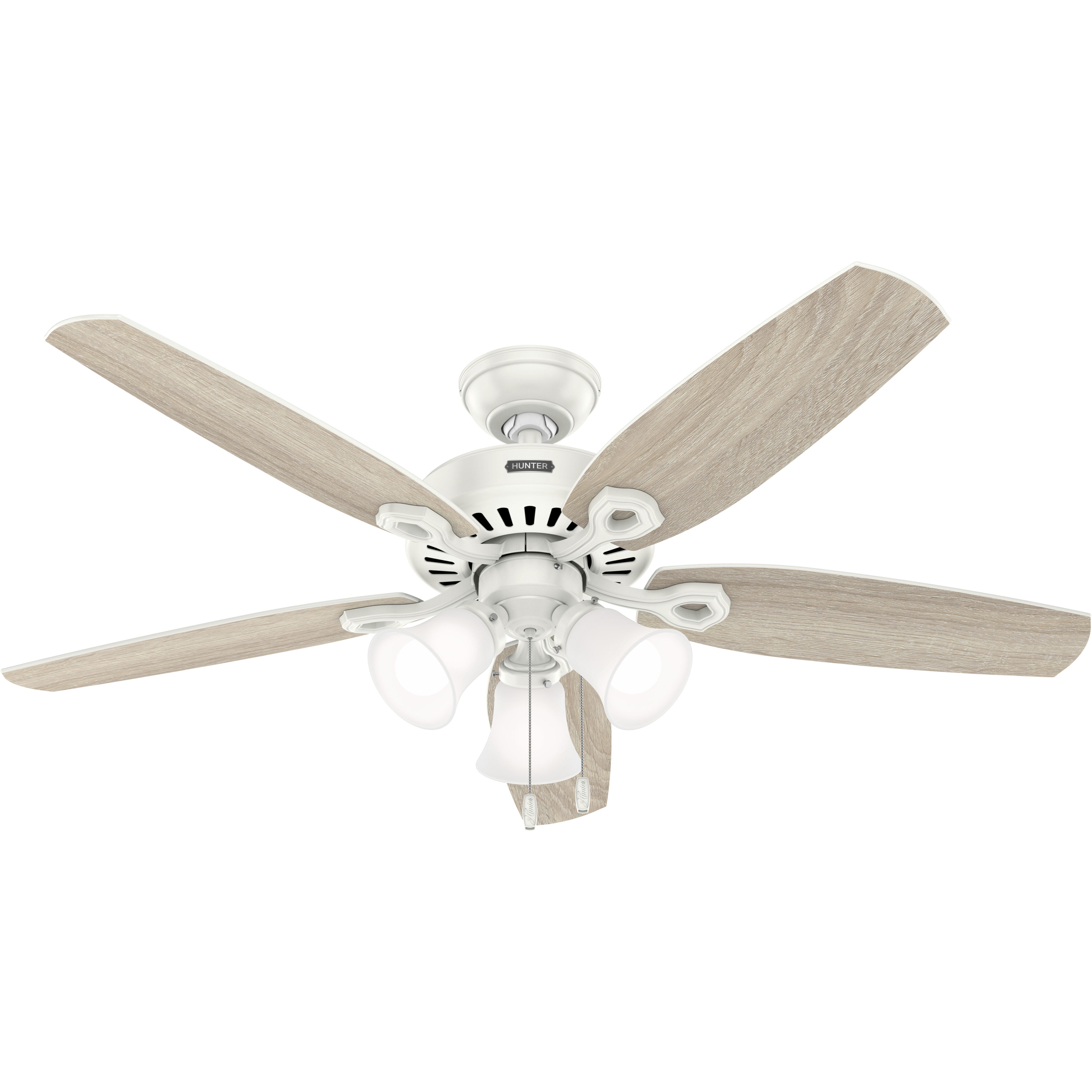 Builder 52 inch Fresh White with Fresh White/Light Oak Blades Ceiling Fan