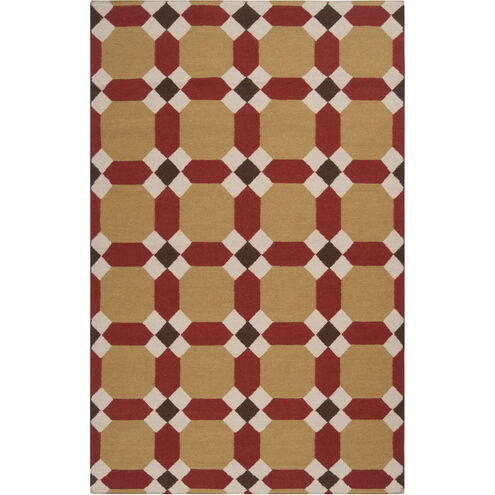Archive 96 X 60 inch Tan, Dark Red, Khaki, Dark Brown Rug