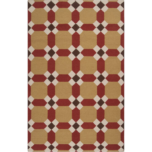 Archive 96 X 60 inch Tan, Dark Red, Khaki, Dark Brown Rug