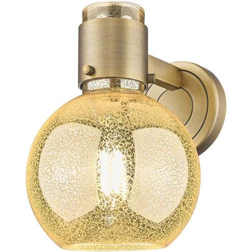 Downtown Urban Lawton Sphere Armed Sconce Wall Light in Brushed Brass, Mercury