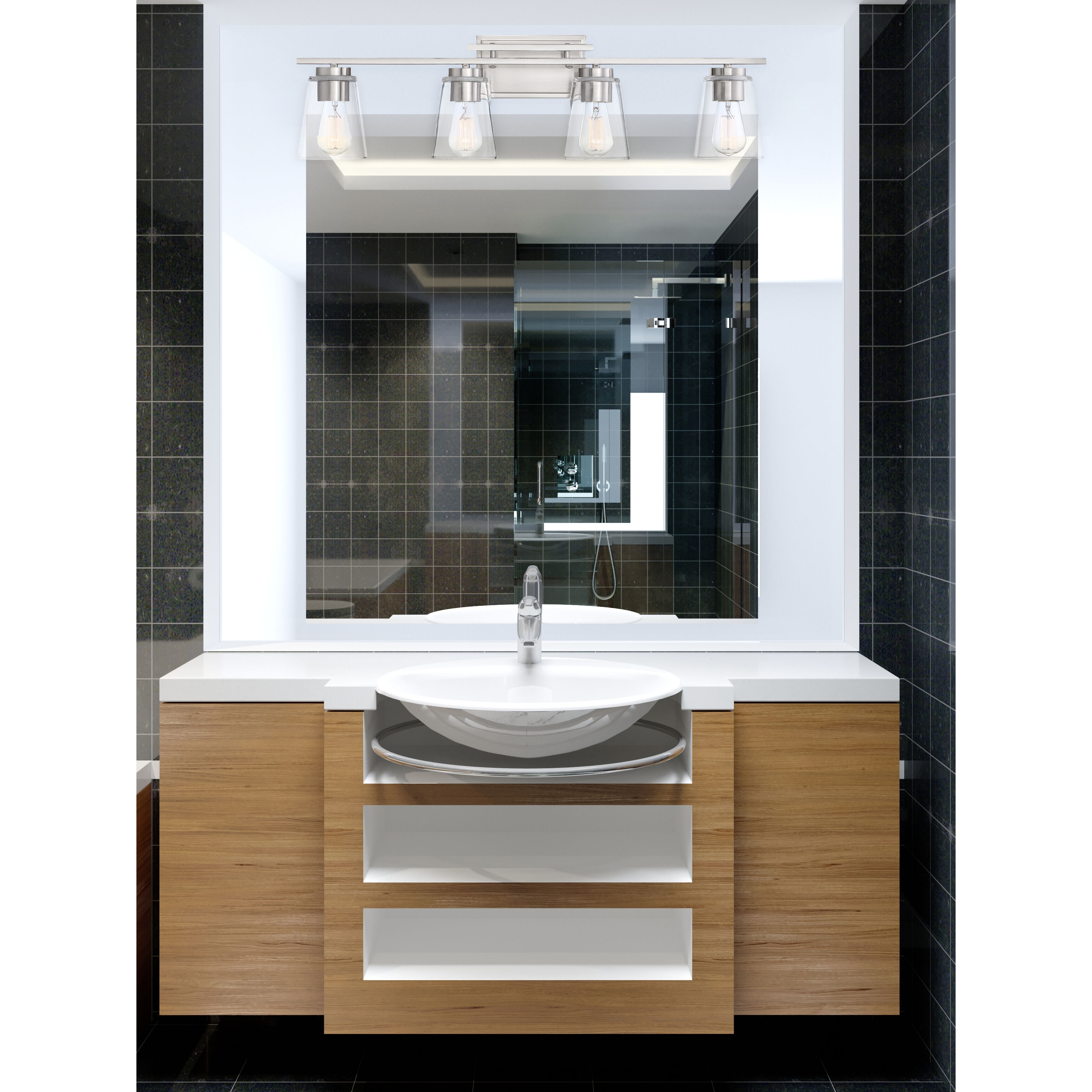 Calhoun 4 Light 32 inch Satin Nickel Bathroom Vanity Light Wall Light, Essentials