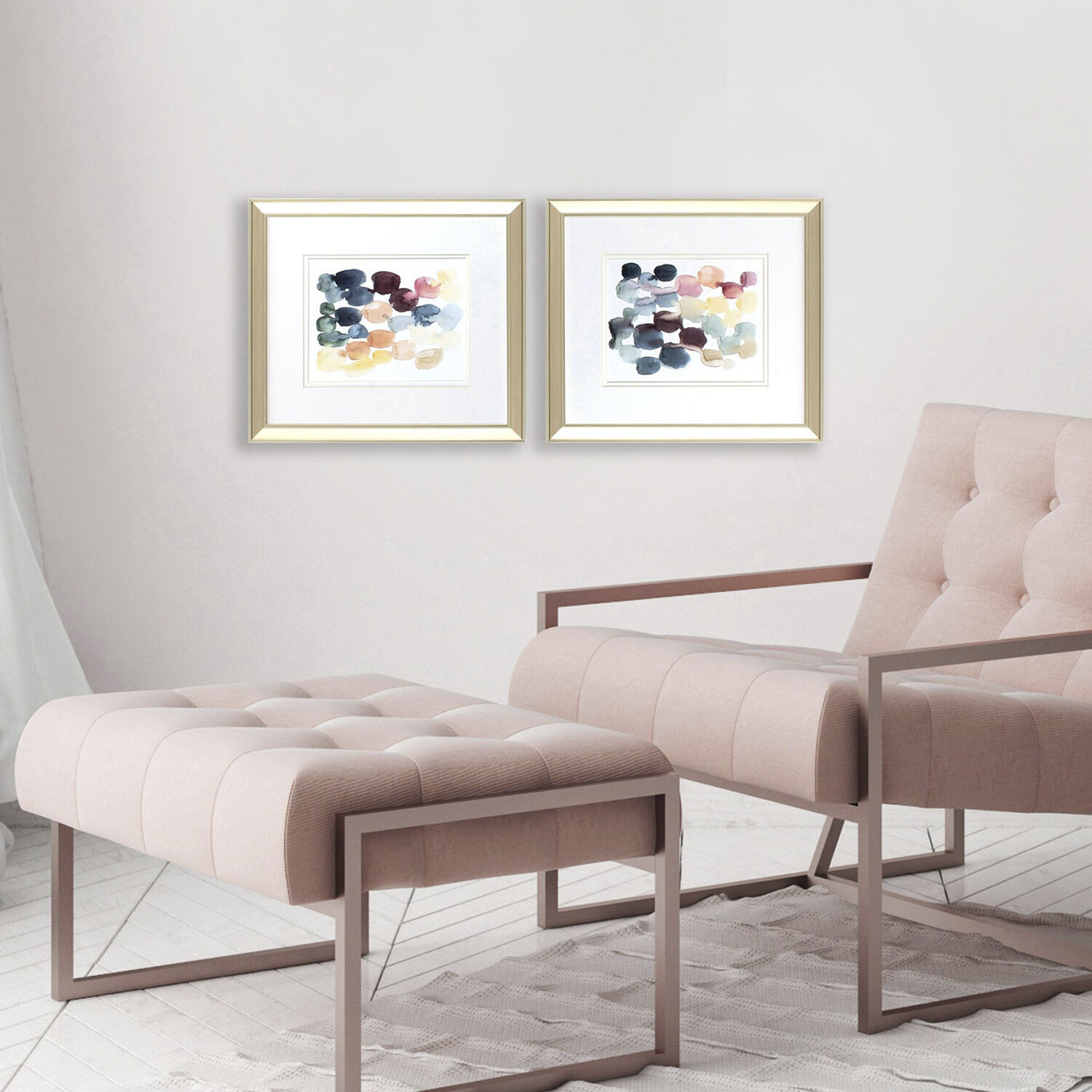 Abstract Blue and Orange and Green and Pink Framed Art, Propac