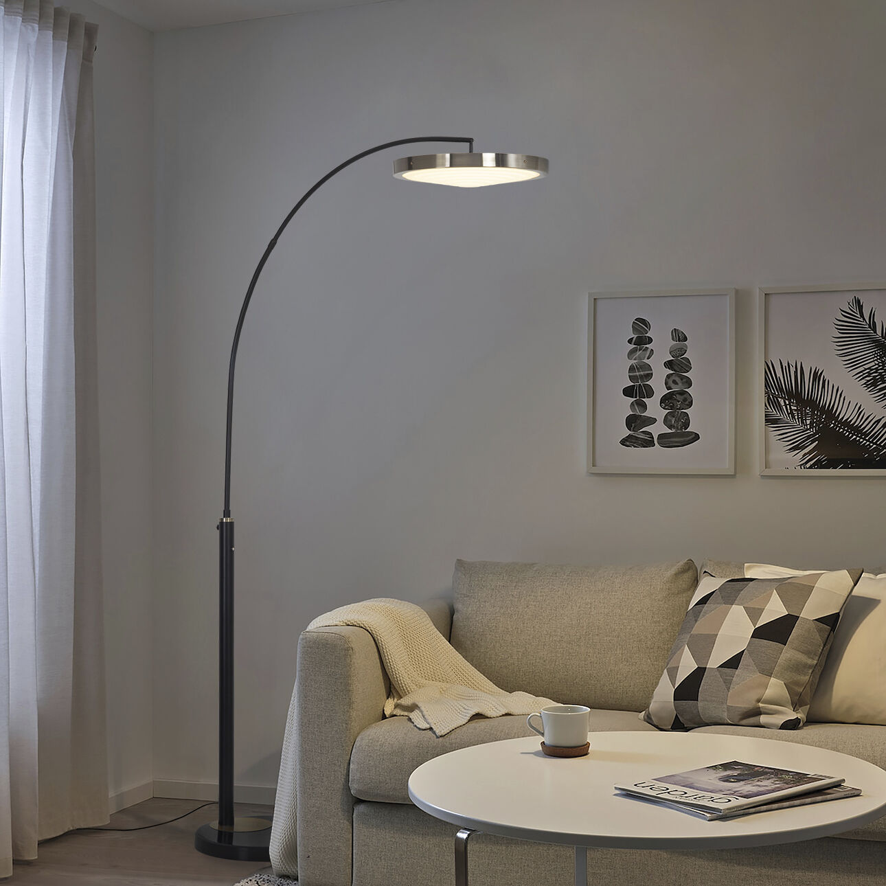 Redondo 86 inch 46.00 watt Matte Black and Weathered Brass Arc Floor Lamp Portable Light