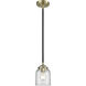 Nouveau Bell LED 5 inch Black Antique Brass Mini Pendant Ceiling Light in Clear, Nouveau