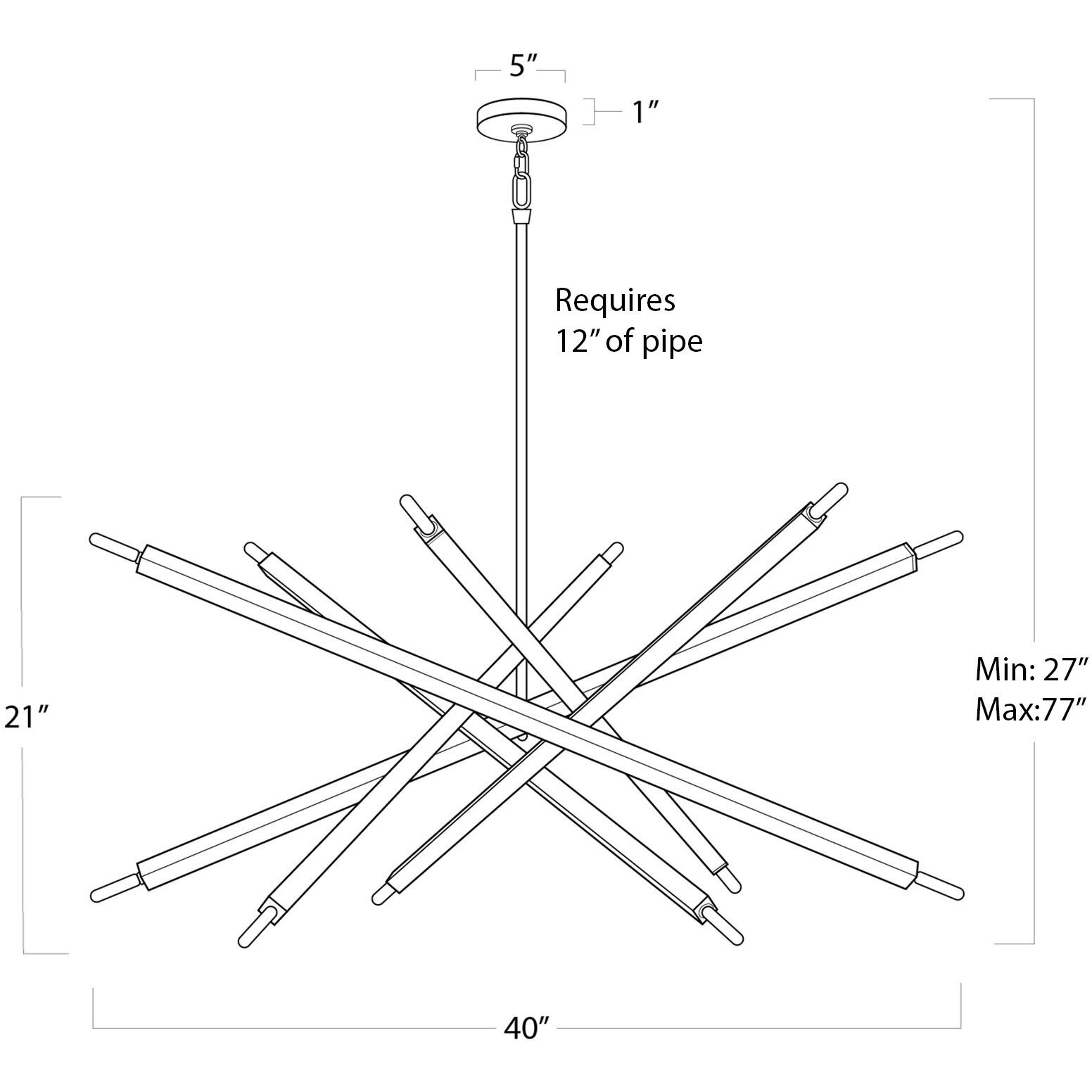 Viper 12 Light 41 inch Polished Nickel Chandelier Ceiling Light