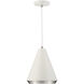 Vintage 1 Light 10 inch White with Polished Nickel Pendant Ceiling Light