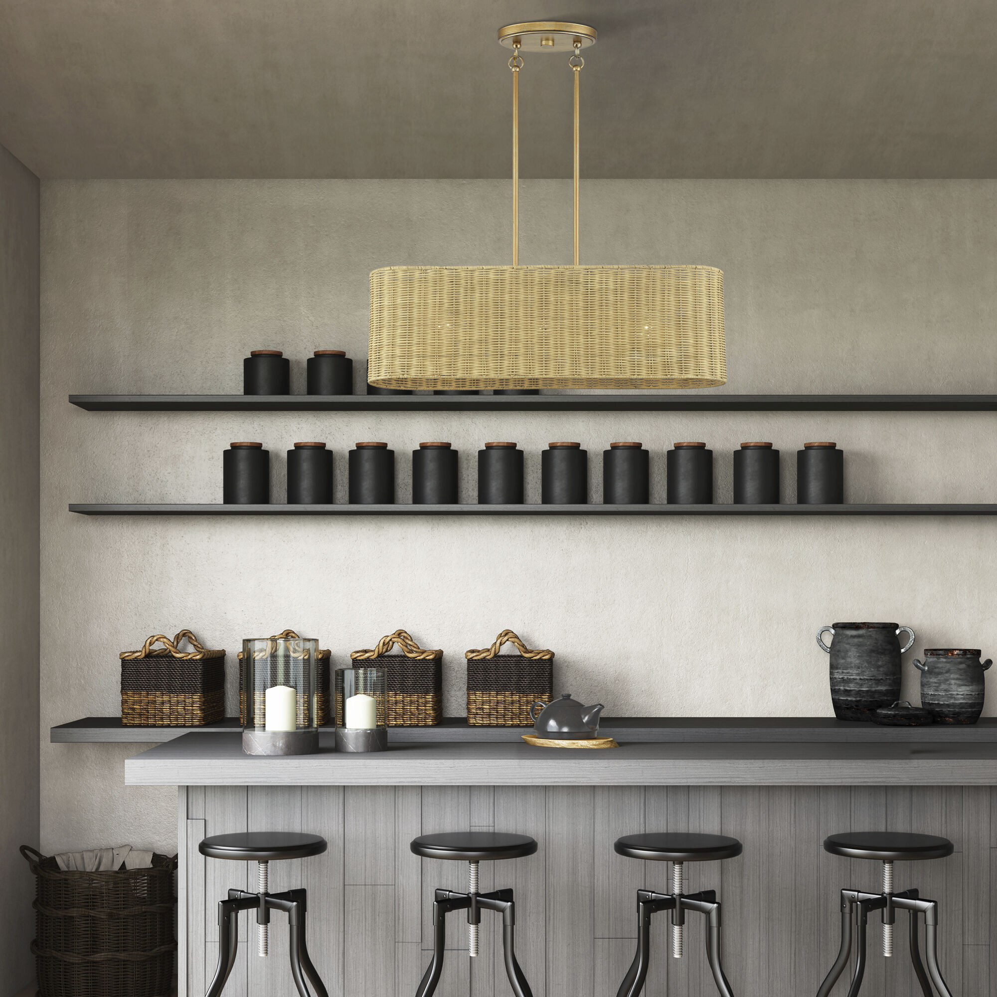 Weavington 3 Light 30 inch Antique Gold Leaf Linear Chandelier Ceiling Light, Medium