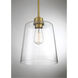 Industrial 1 Light 9.5 inch Natural Brass Pendant Ceiling Light
