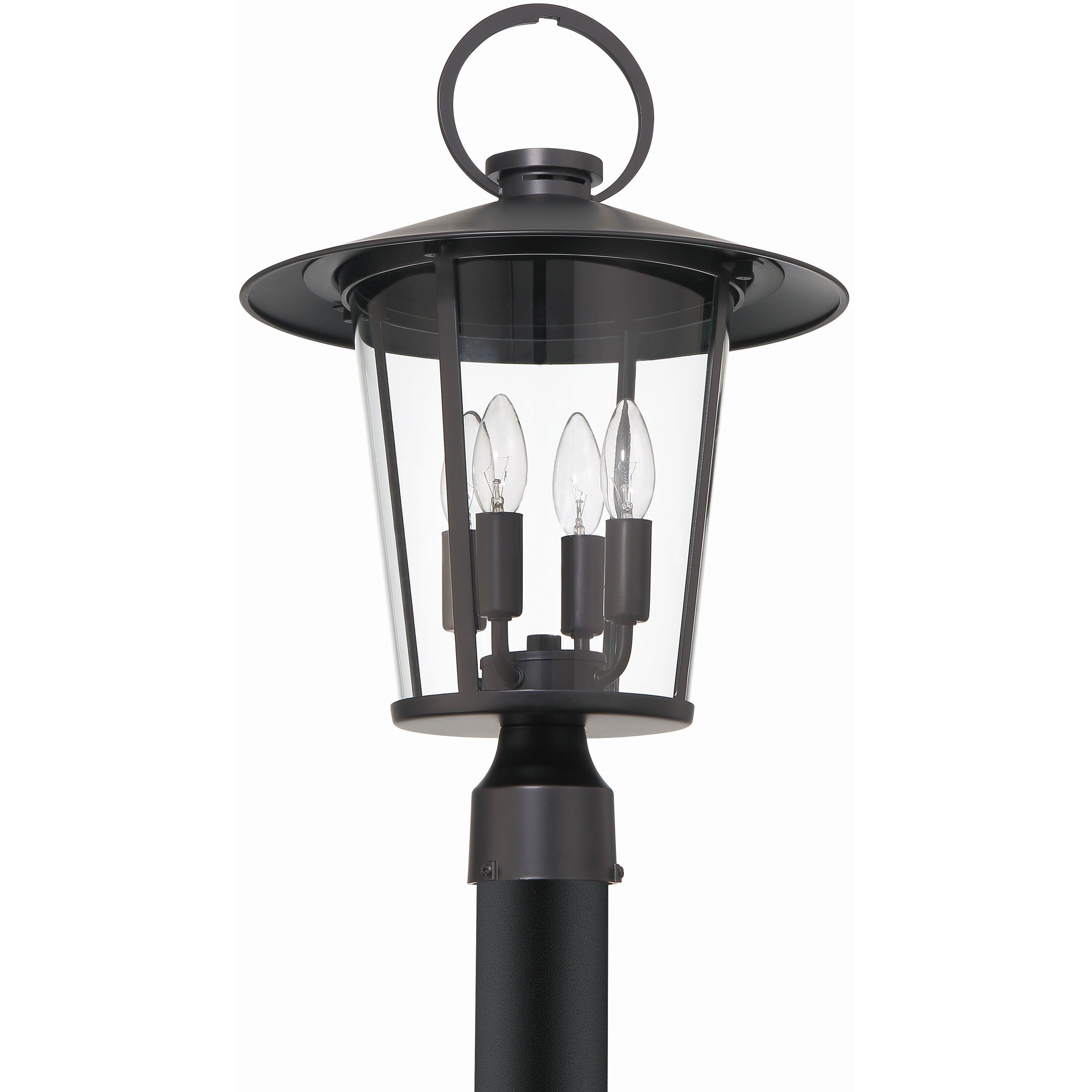 Andover 4 Light 20.5 inch Matte Black Outdoor Post in Clear