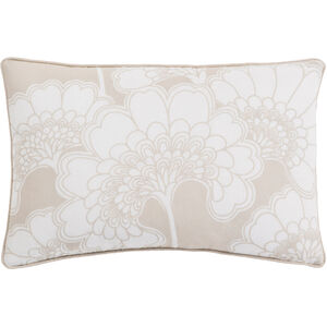 Japanese Floral 20 inch White, Khaki Pillow Kit