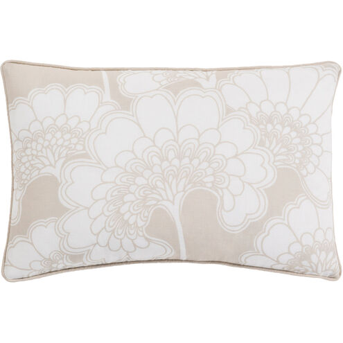 Japanese Floral 20 inch White, Khaki Pillow Kit