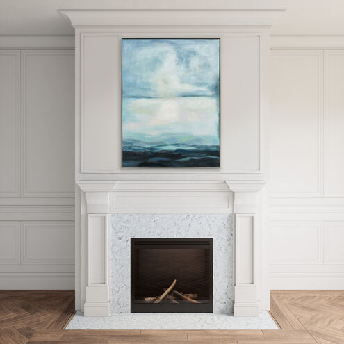 Open Horizon Blue with Black and Champagne Silver Framed Wall Art