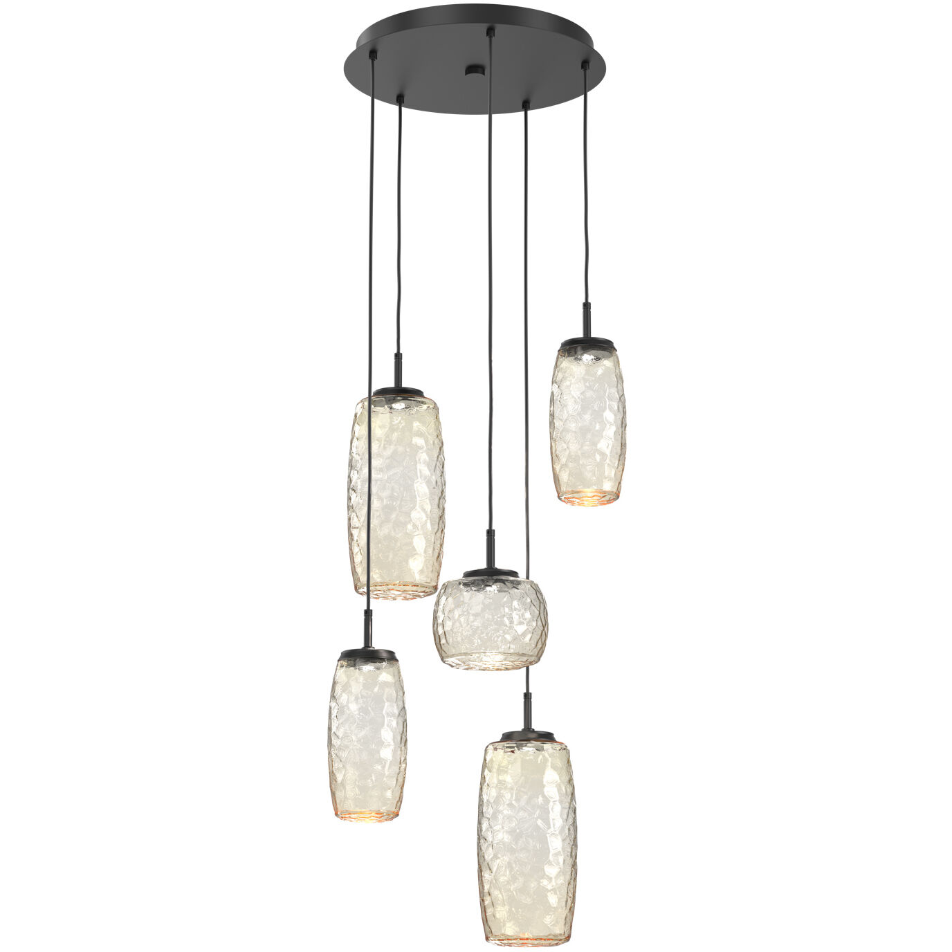 Vessel LED Matte Black Multi-Pendant Ceiling Light in 3000K LED, Amber