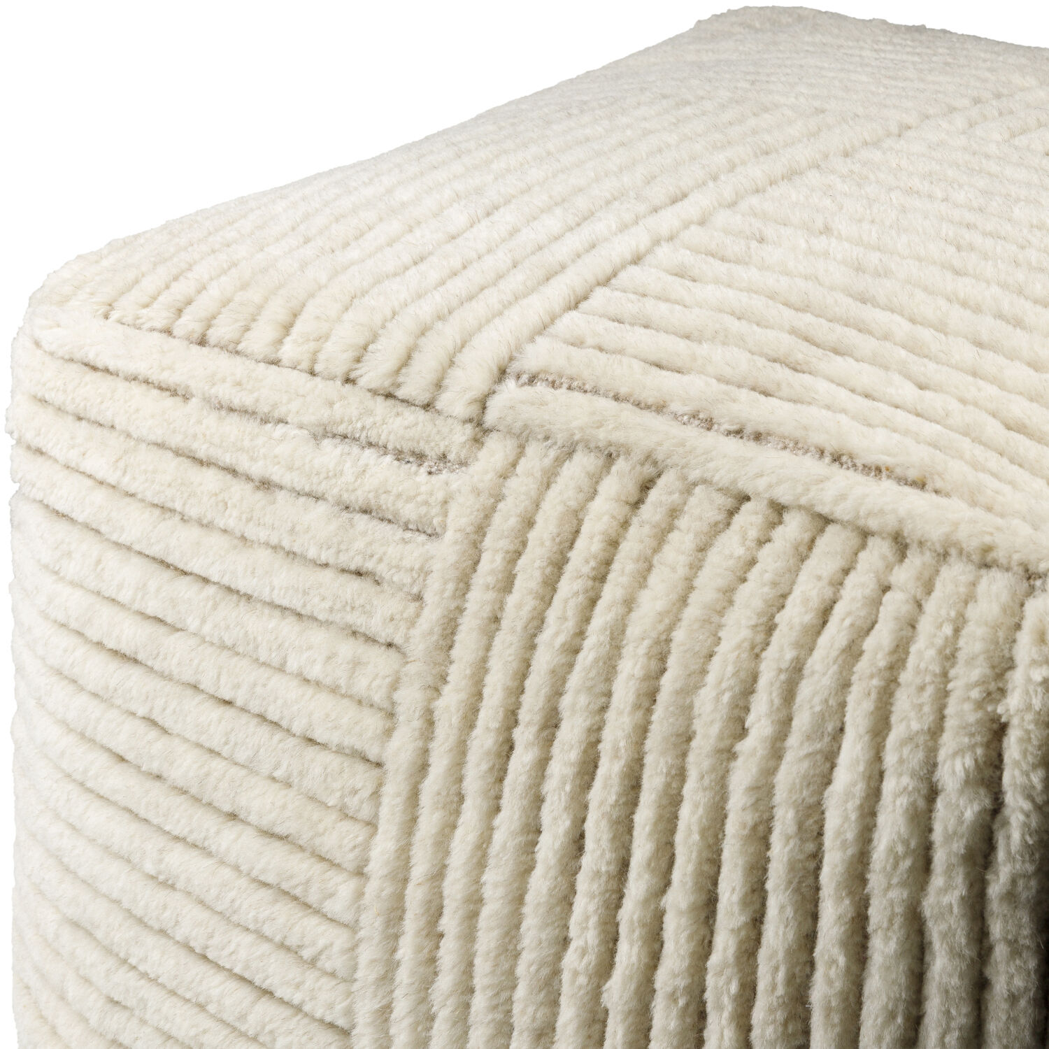 Tunisia 14 inch Off-White/Pearl/Ash Pouf