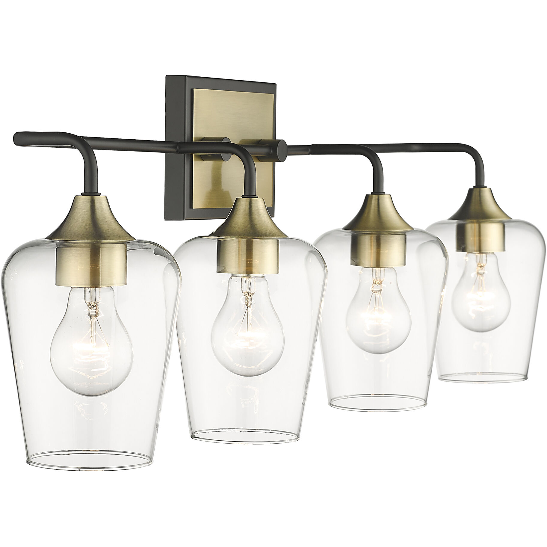 Gladys 4 Light 32 inch Matte Black and Antique Brass Vanity Light Wall Light