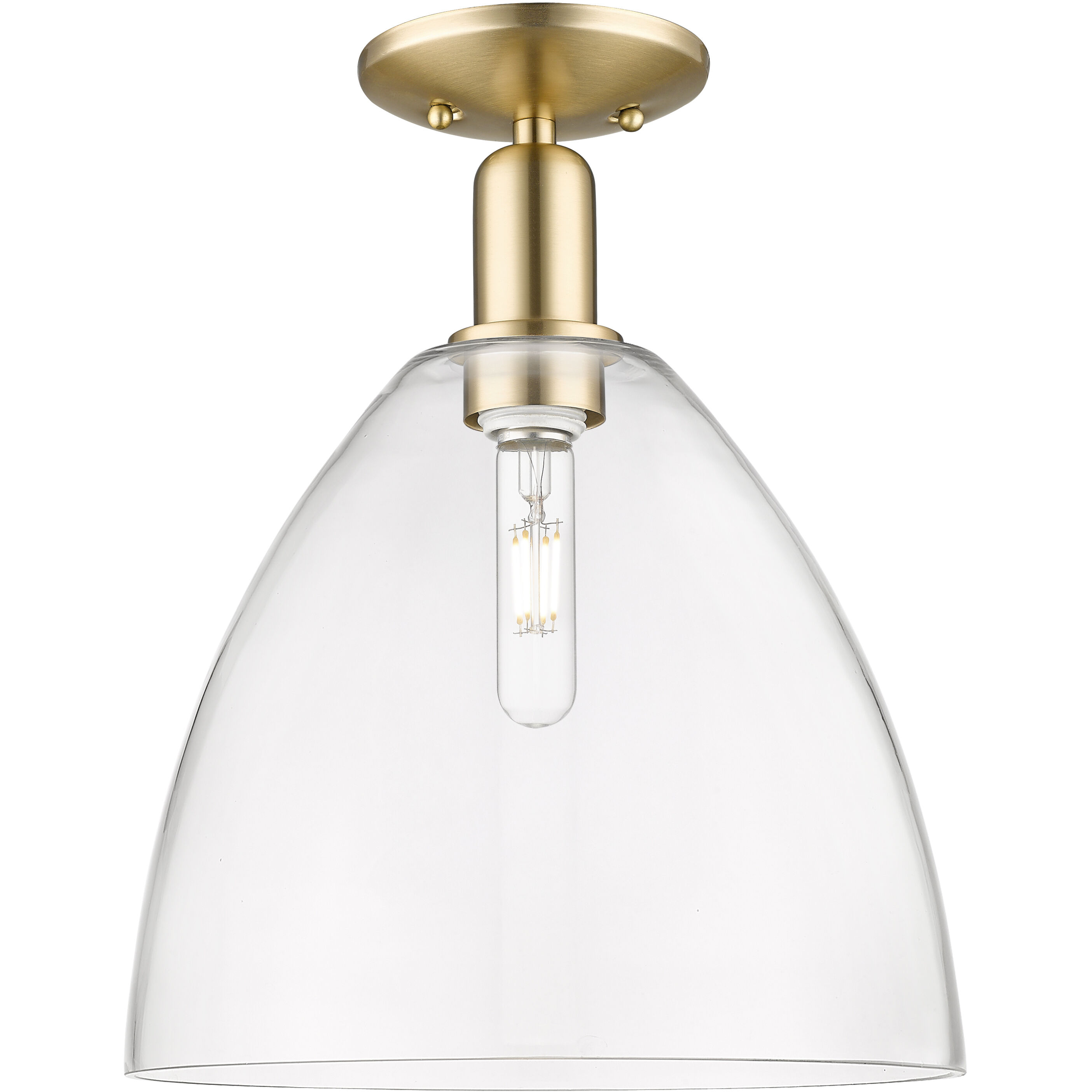 Arcadia Bristol 1 Light 12 inch Champagne Bronze Semi-Flush Mount Ceiling Light in Clear