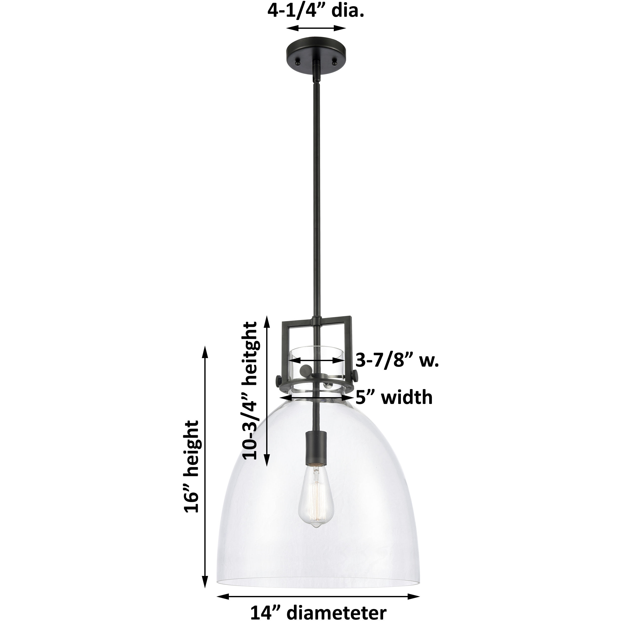 Newton Bell 1 Light 14 inch Matte Black Pendant Ceiling Light
