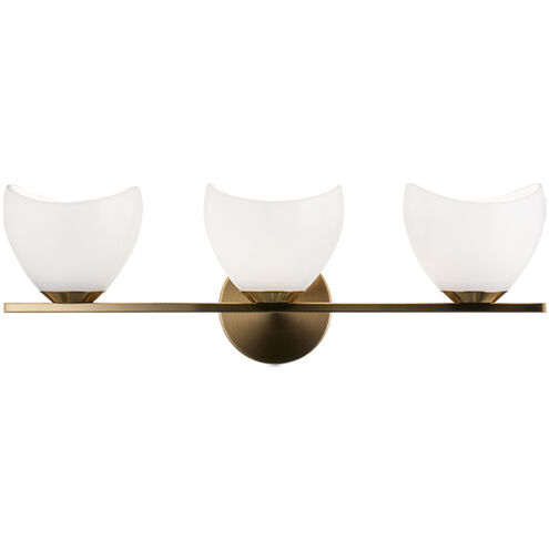 Uptowne 3 Light 21.25 inch Aged Gold Brass Bath Vanity Light Wall Light in Aged Gold Brass and Opal Glass