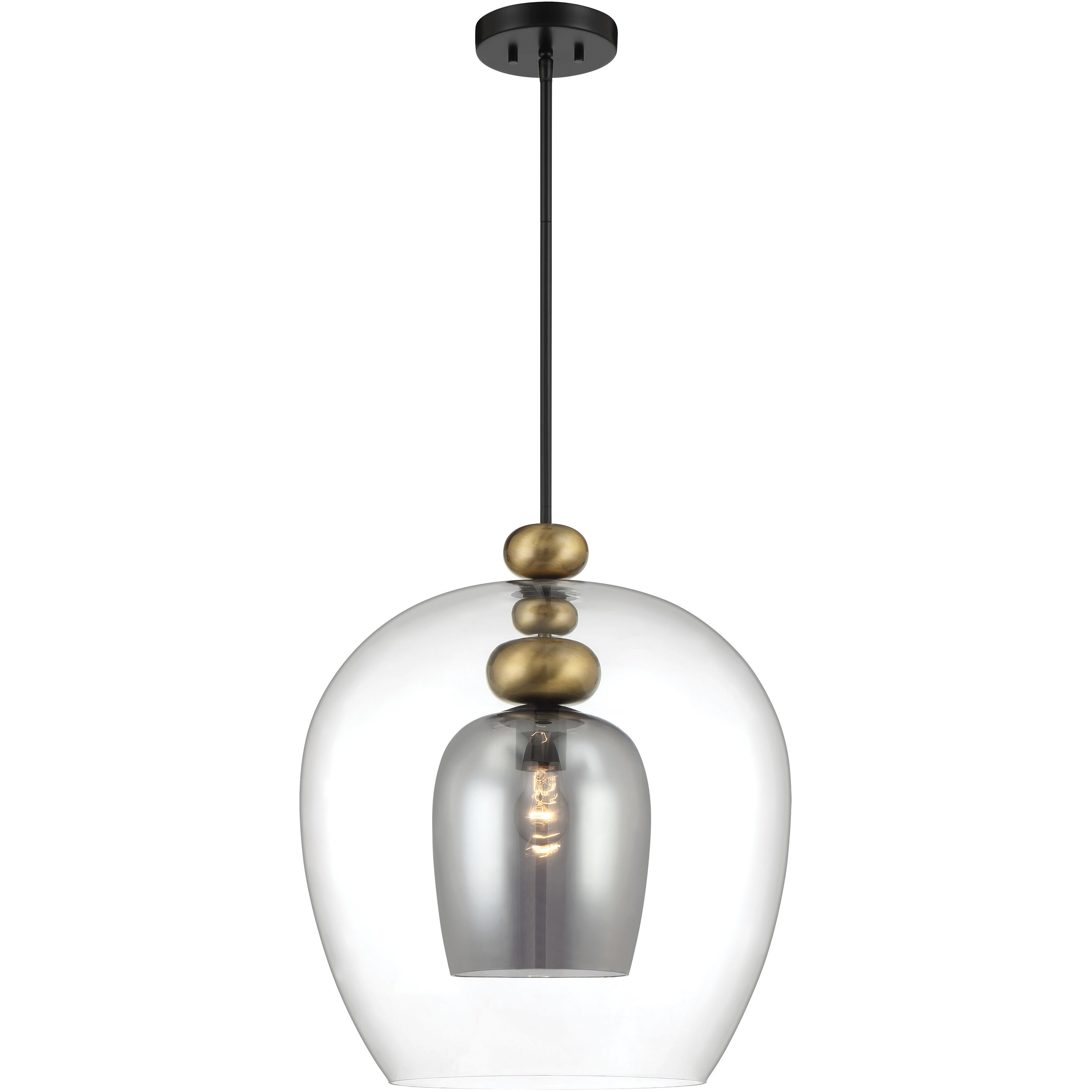 Amesbury 1 Light 19.75 inch Coal and Oxidized Aged Brass Pendant Ceiling Light