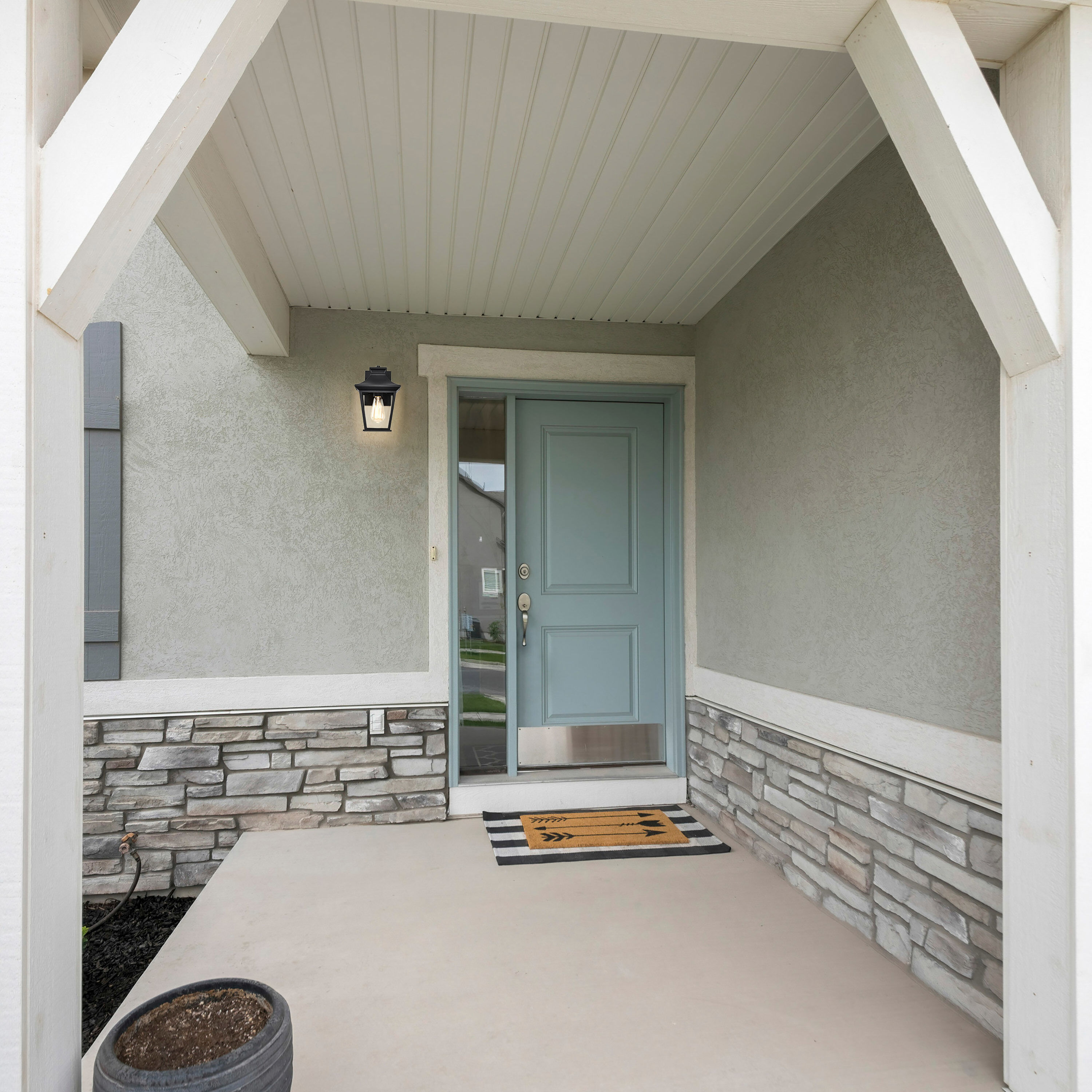 Jasper 11 inch Matte Black Outdoor Wall Lantern, Small