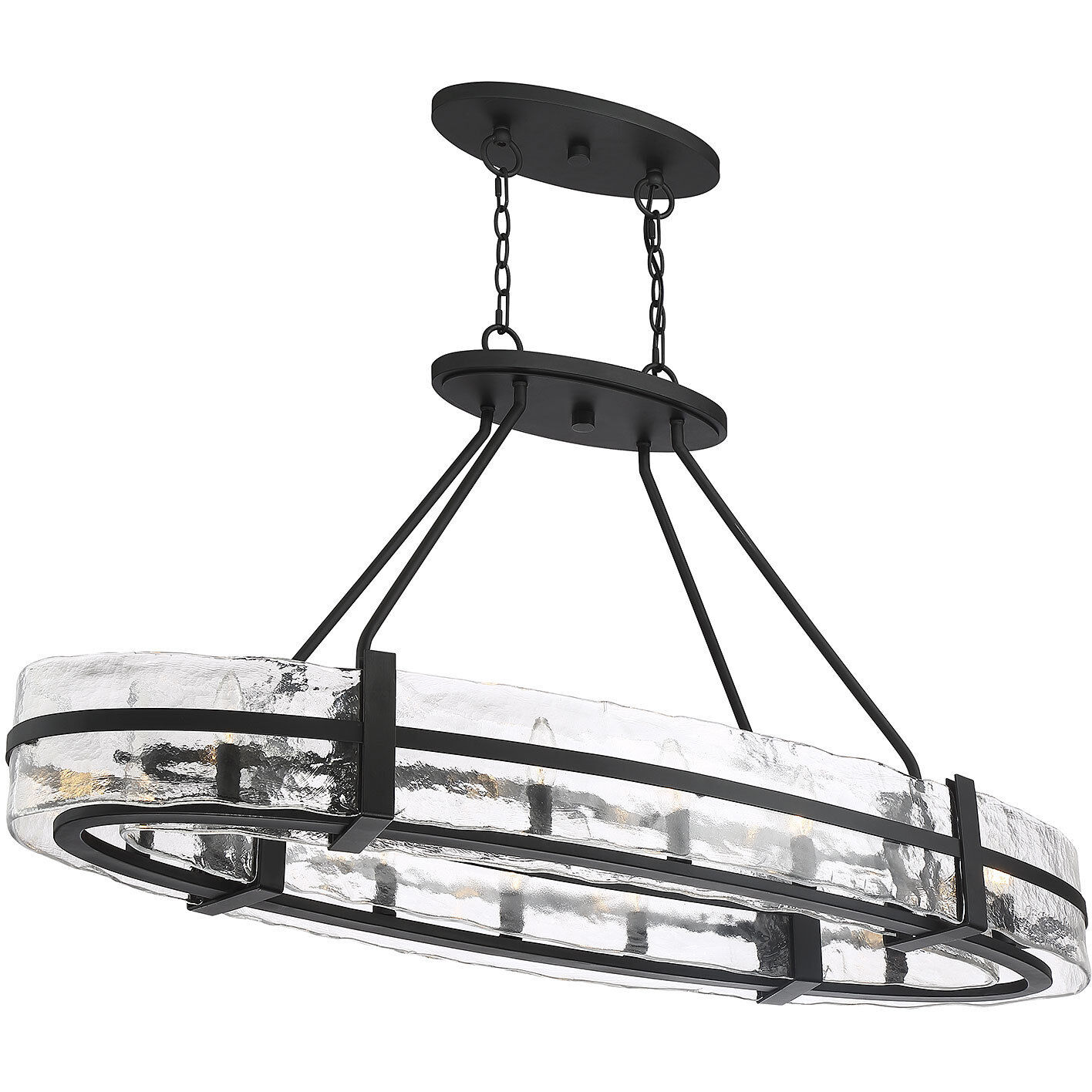 Hudson 10 Light 48 inch Matte Black Linear Chandelier Ceiling Light, Oval