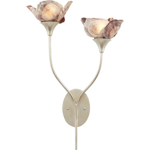 Catrice 2 Light 16 inch Silver Leaf/Natural Wall Sconce Wall Light, Left