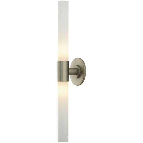 Long Cylinder 2 Light 5 inch Matte Satin Nickel Vanity Light Wall Light